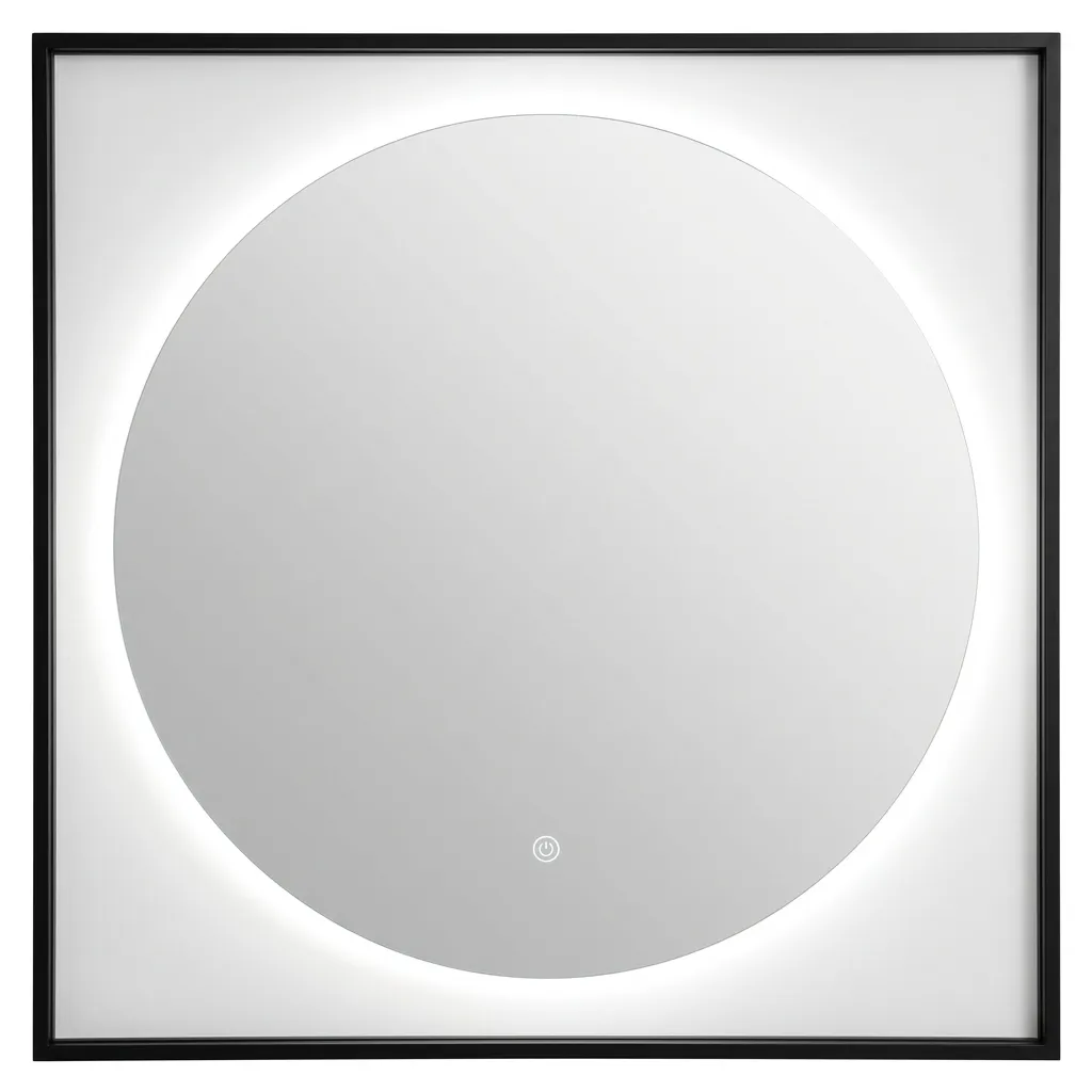 [ESP-006] ESPEJO LED CON MARCO NEGRO MATE 70X70CMS  3 COLORES DE LED + ANTIEMPAÑANTE