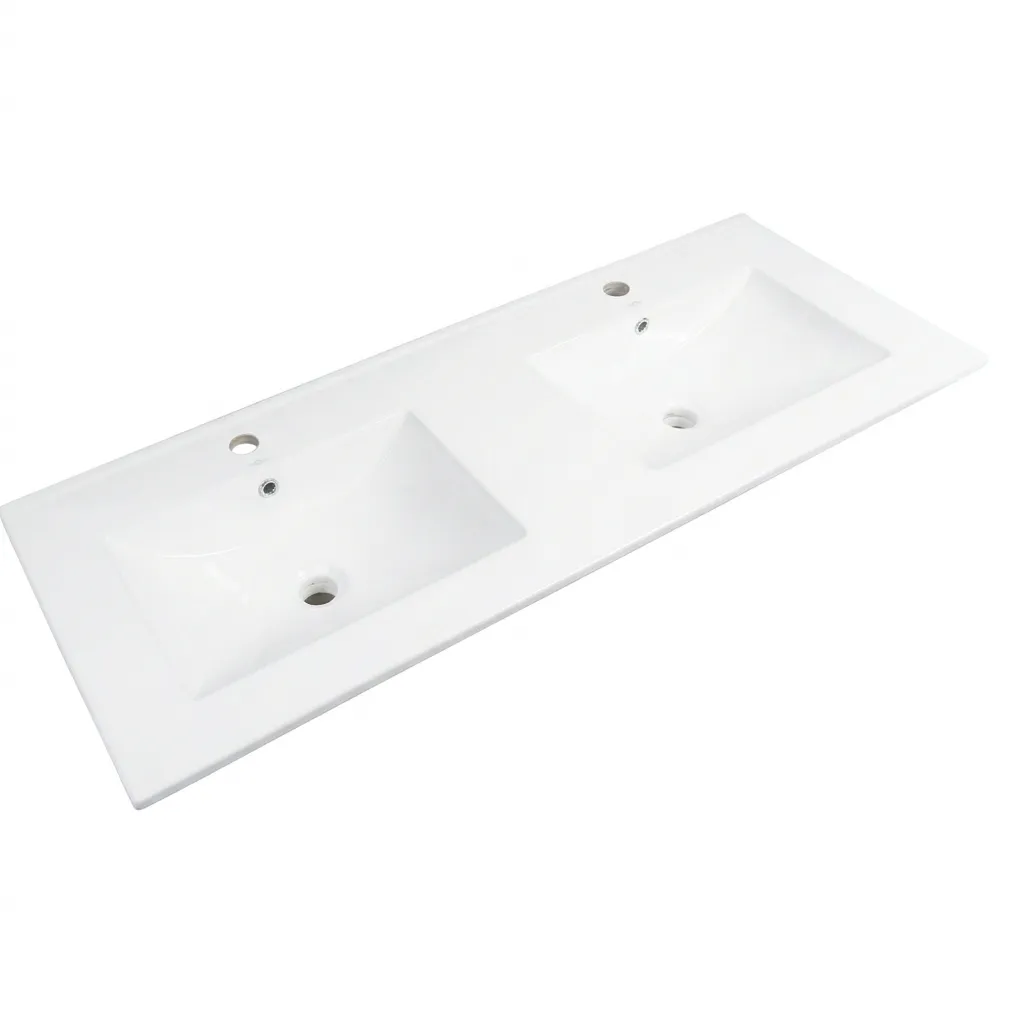 [LV-005] LAV/ DE CERAMICA PARA EMPOTRAR DOBLE BLANCO BRILLANTE 121X46 CMS