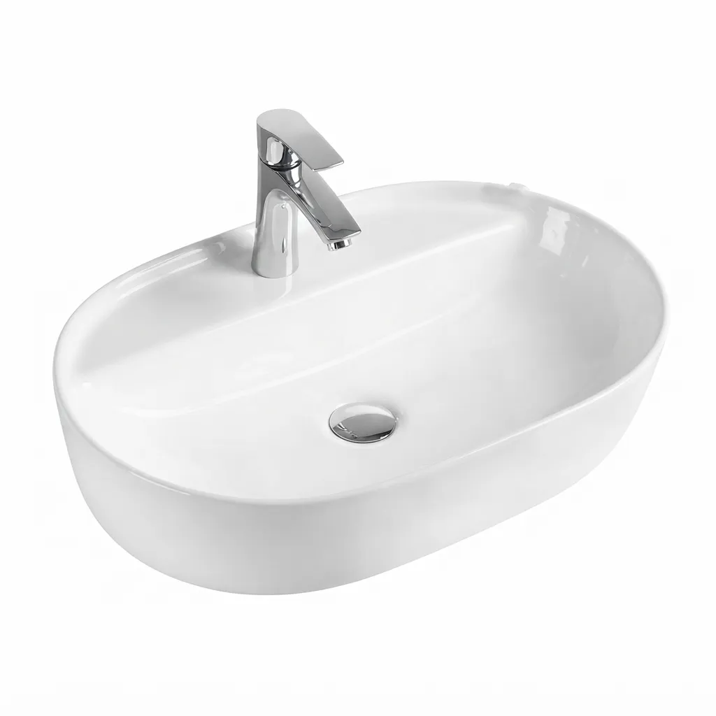 [LV-040] LAV/ DE CERAMICA PARA SOBREPONER BLANCO BRILLANTE 51X38X13 CMS