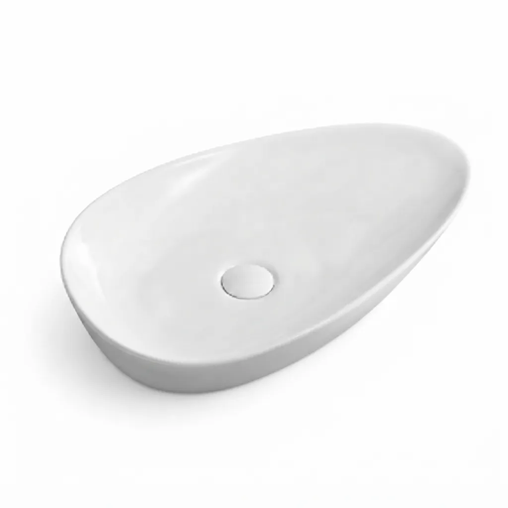 [LV-033] LAV/ DE CERAMICA PARA SOBREPONER BLANCO BRILLANTE 58X35X11 CMS