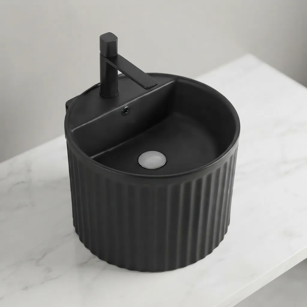 [LV-037] LAV/ DE CERAMICA SUSPENDIDO NEGRO MATE 42X42X39 CMS