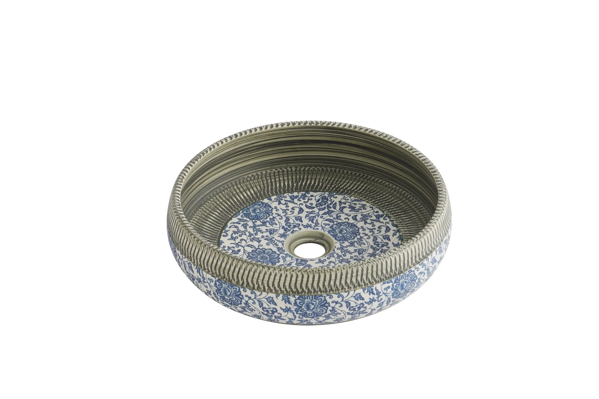 [LV-032] LAV/SOBREPONER AZUL MATE + CARVING 41X41X16 CMS