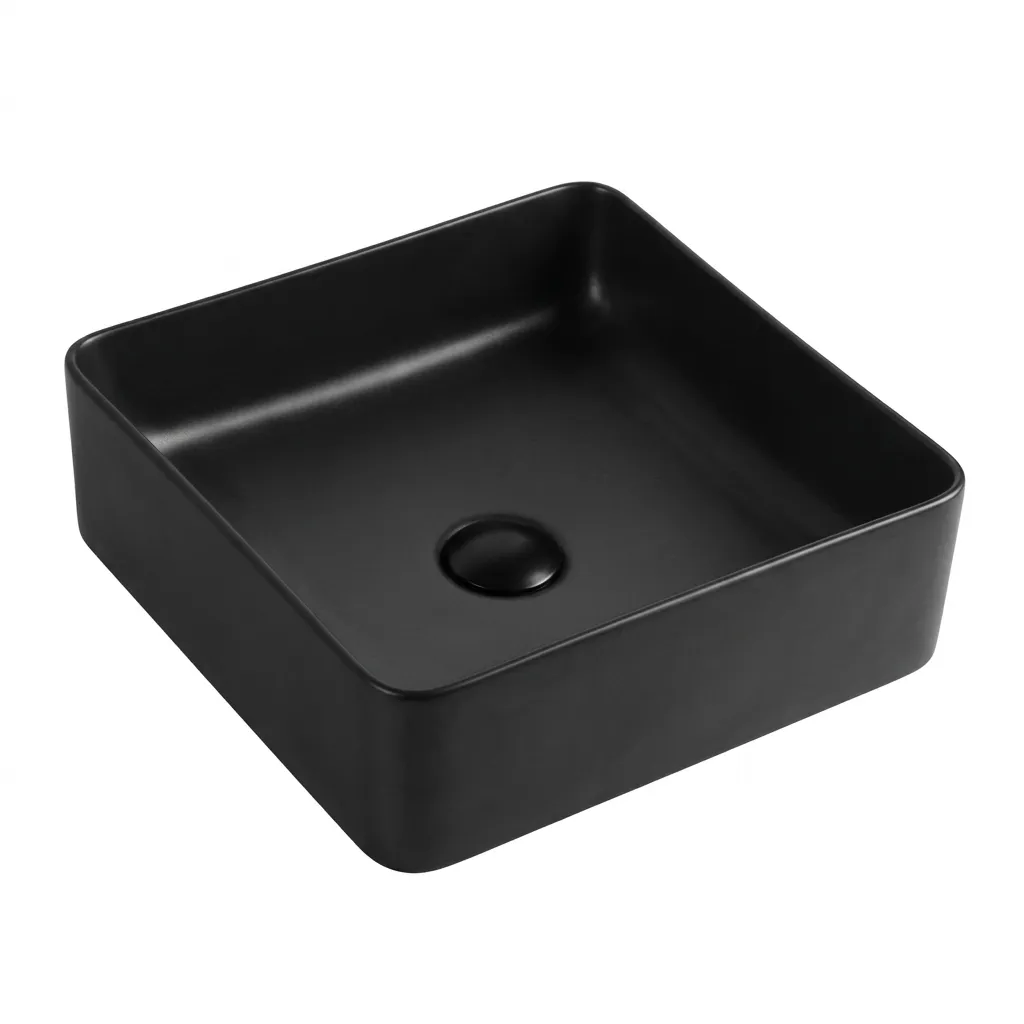 [LV-027] LAV/SOBREPONER NEGRO MATE INCLUYE EMBELLECEDOR 36X36X12 CMS