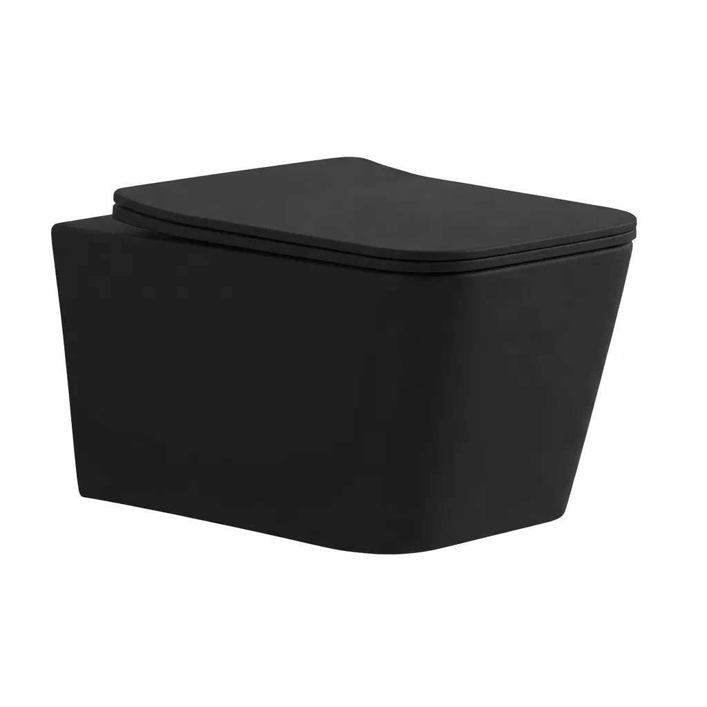 [WC-014] W.C SUSPENDIDO CUADRADO NEGRO MATE CON CISTERNA EMPOTRADA