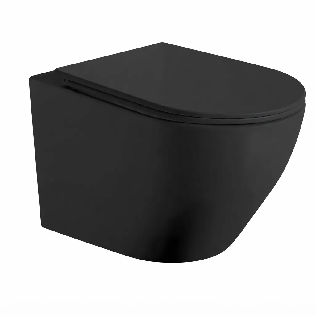 [WC-015] W.C SUSPENDIDO REDONDO NEGRO MATE CON CISTERNA EMPOTRADA